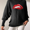 Bella Road Lip Turtleneck Long Sleeve Sweater - Black