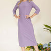 Round Neck Midi Dress | Full Size - LAVENDER