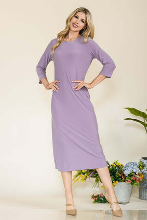 CELESTE Full Size Round Neck Midi Dress at Bella Road