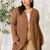 Open Front Long Sleeve Cardigan - Cocoa Brown