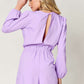 DOUBLE TAKE Full Size Drawstring Long Sleeve Romper at Bella Road