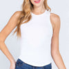 Ribbed Round Neck Racerback Seamless Tank - White