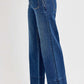 Side view of RISEN elastic band wide leg jeans showcasing a stylish and comfortable fit.