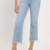 RISEN Full Size High Rise Raw Edge Crop Jeans - Light