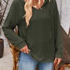 Drawstring Dropped Shoulder Long Sleeve Hoodie - Army Green