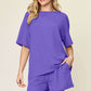 DOUBLE TAKE Full Size Round Neck Short Sleeve T-Shirt and Shorts Set at Bella Road