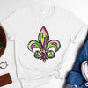 Bella Road Mardi Gras Graphic Round Neck Short Sleeve T-Shirt - White