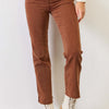 RISEN High Rise Tummy Control Straight Jeans - Espresso