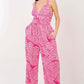 VERY J Printed Pleated Sleeveless Wide Leg Jumpsuit at Bella Road