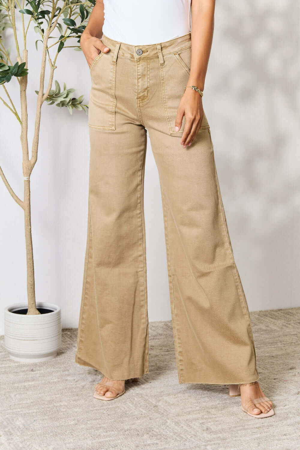 BAYEAS Raw Hem Wide Leg Jeans at Bella Road