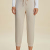 Air Scuba Drawstring High Waist Cropped Pants - Beige