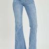 RISEN High Rise Frayed Hem Flare Jeans - Light