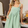 Textured Sleeveless Wide Leg Romper - Sage