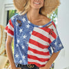 American Flag Theme Short Sleeve T-Shirt - Navy/Red