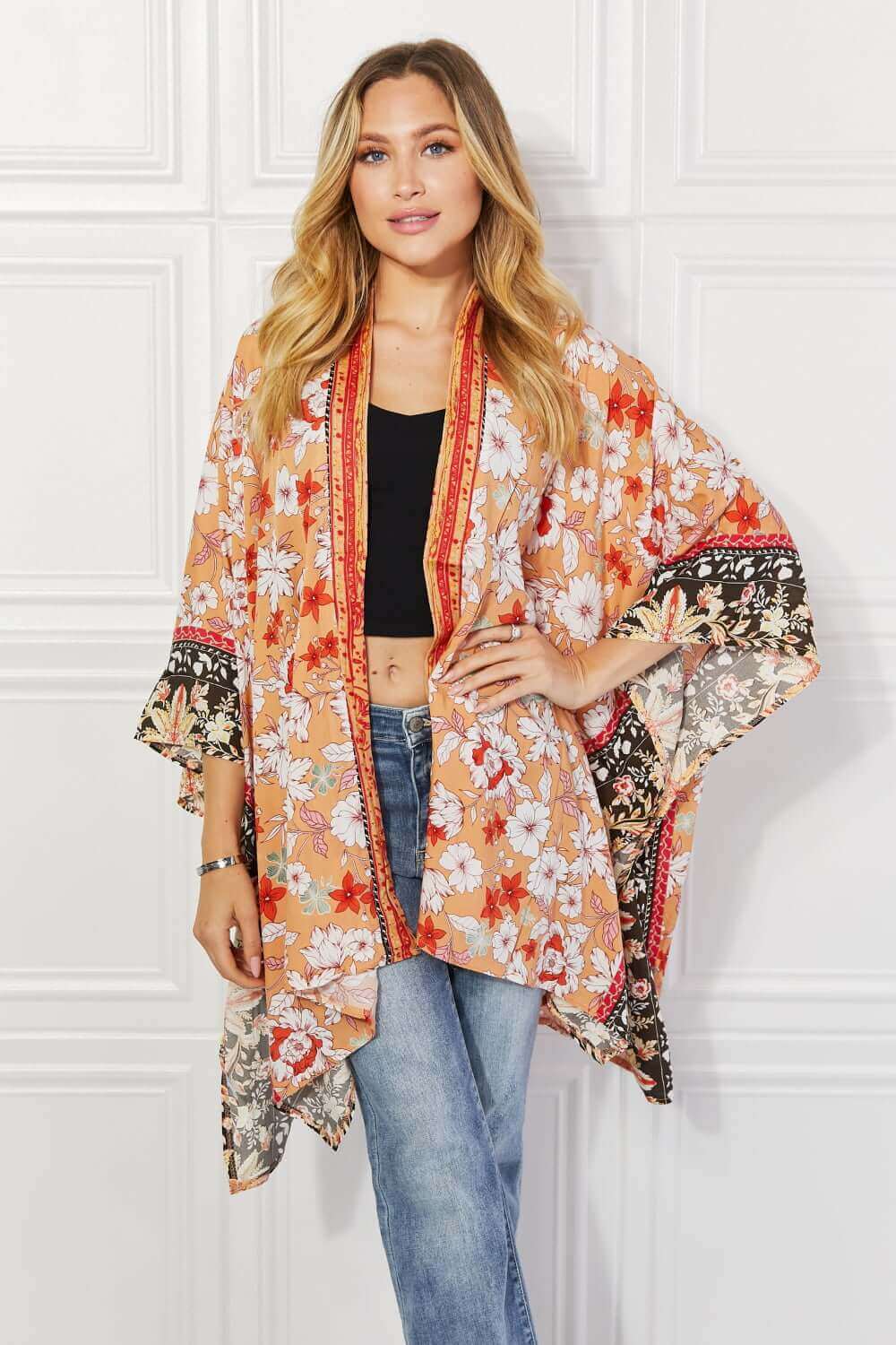 JUSTIN TAYLOR Peachy Keen Cover-Up Kimono at Bella Road