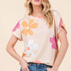 Floral Short Sleeve T-Shirt - Beige