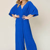 Half Sleeve Wide Leg Jumpsuit | Full Size - Royal  Blue