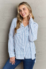 NINEXIS Take Your Time Collared Button Down Striped Shirt at Bella Road