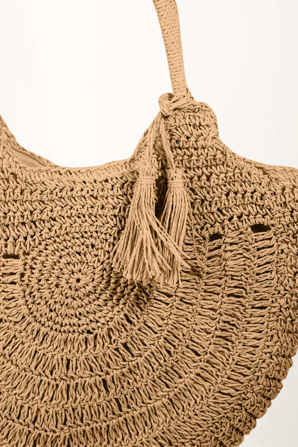 FAME Straw Braided Tote Bag with Tassel at Bella Road