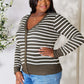 Full Size Striped Snap Down Cardigan