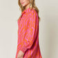 DOUBLE TAKE Full Size Printed Smocked Long Sleeve Blouse at Bella Road