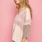 POL V-Neck Crochet Patch Knit Top at Bella Road