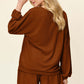 DOUBLE TAKE Full Size Texture V-Neck Long Sleeve T-Shirt and Shorts Set at Bella Road