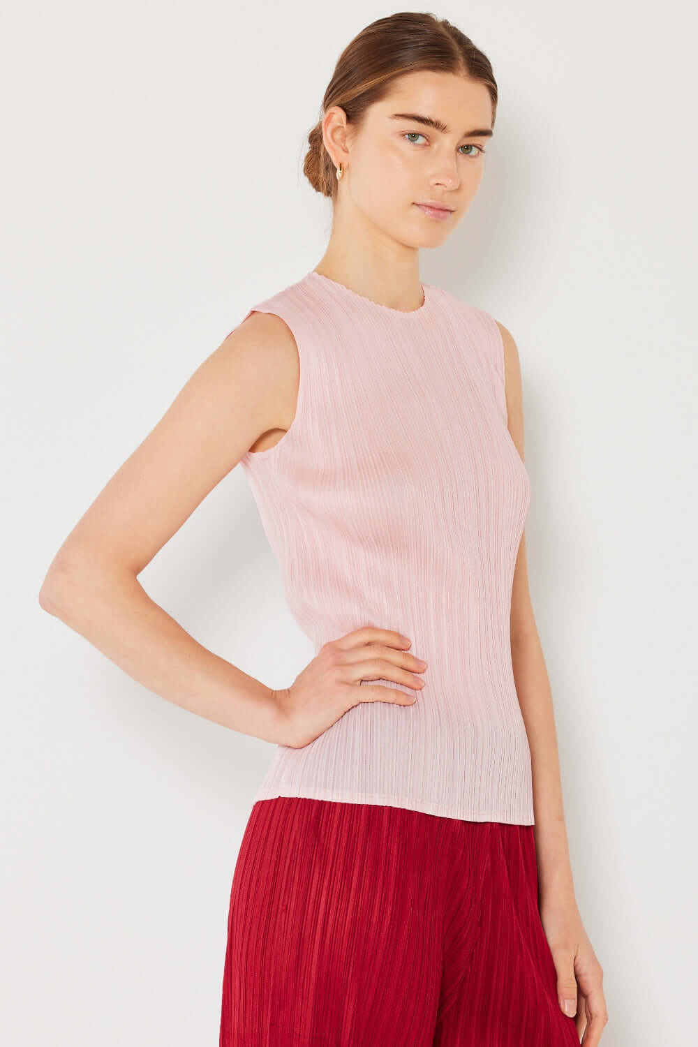 MARINA WEST SWIM Pleated Sleeveless Crewneck Tank at Bella Road