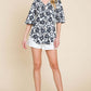 BOMBOM Floral Decorative Button V-Neck Top at Bella Road