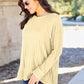 Ribbed Round Neck Long Sleeve Knit Top