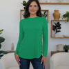 FAM-FAM Round Neck Long Sleeve T-Shirt - Green