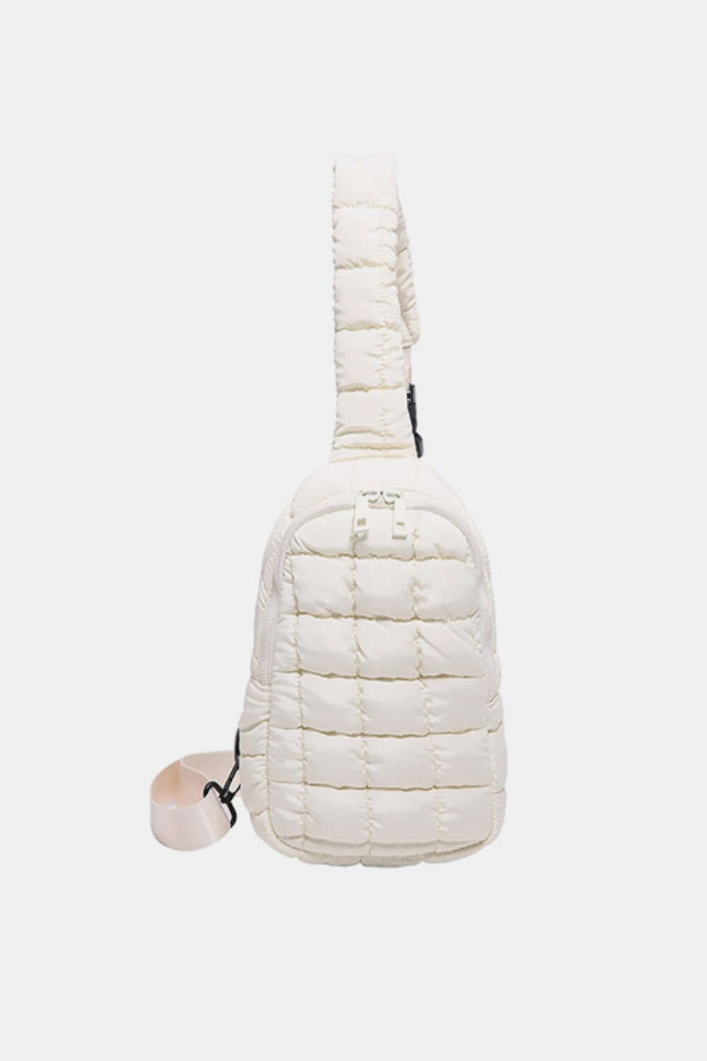 Elegant ivory Bella Road Quilted Nylon Crossbody Bag, perfect for travel and daily adventures. Lightweight, trendy, and durable accessory.