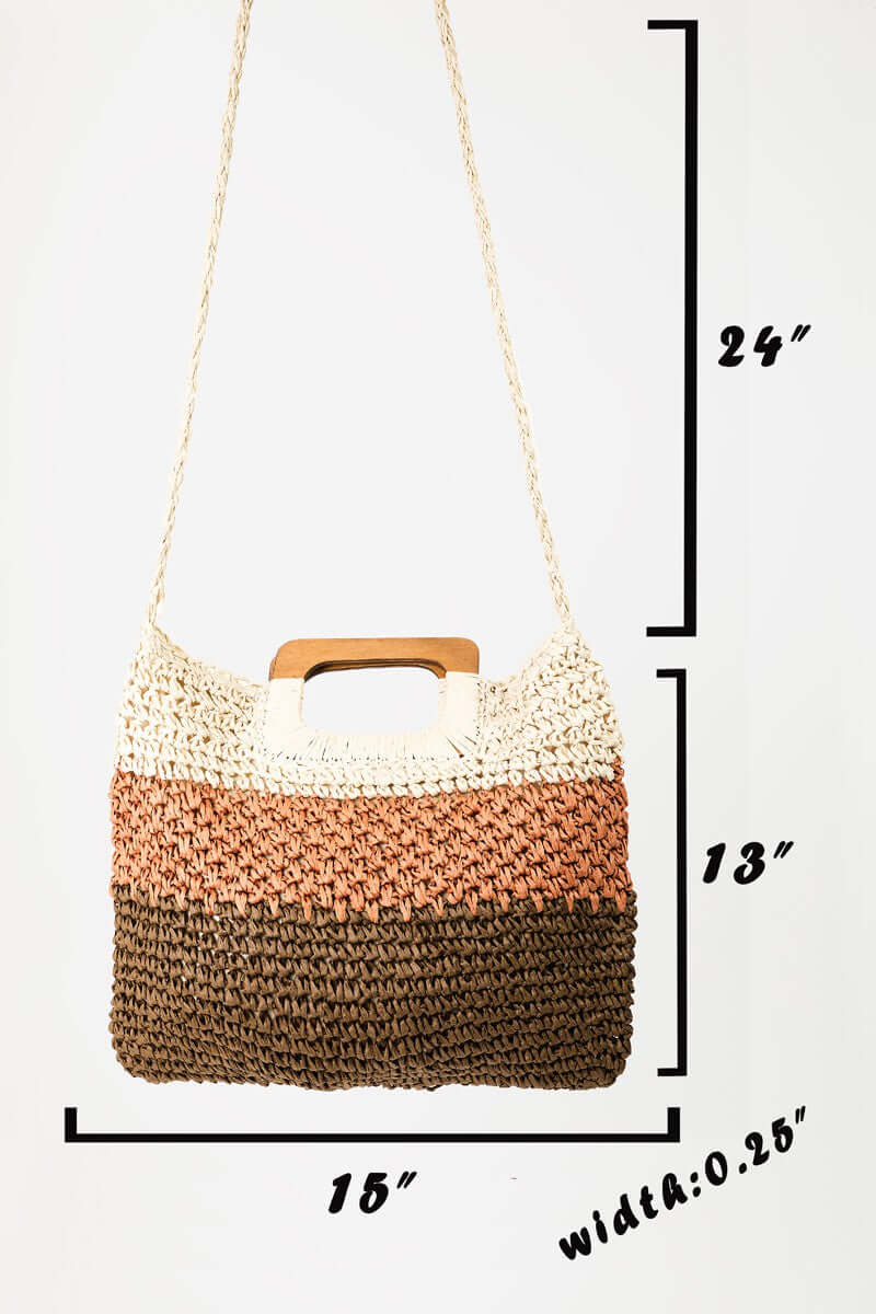 FAME Color Block Double-Use Braided Tote Bag at Bella Road