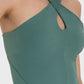 Millennia Crisscross Grecian Neck Active Cami in green, showcasing stylish design and comfortable fit for gym workouts.