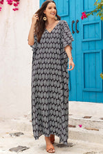 BELLA ROAD Slit Printed V-Neck Half Sleeve Cover Up at Bella Road