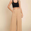 High Waist Wide Leg Cargo Pants | Full Size - Iced Coffee