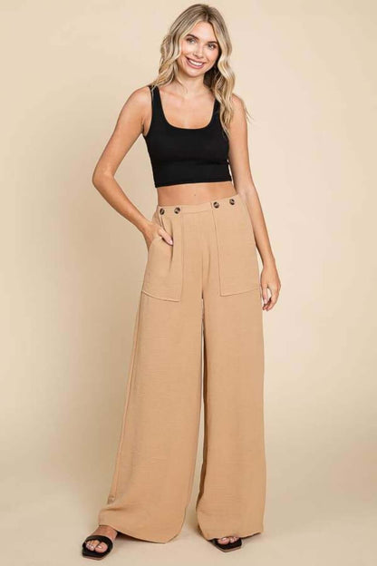 CULTURE CODE Full Size High Waist Wide Leg Cargo Pants at Bella Road