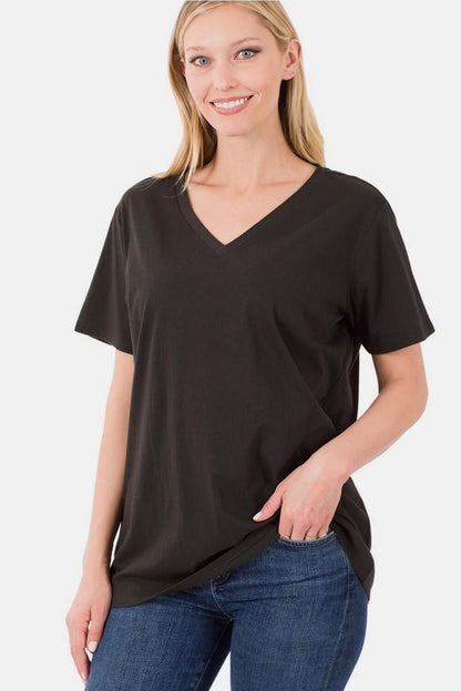 ZENANA Full Size V-Neck Short Sleeve T-Shirt at Bella Road