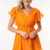 Full Size Short Sleeve Woven Layered Dress - Apricot