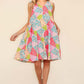 Full Size Babydoll Floral Patchwork Dress with Side Pockets