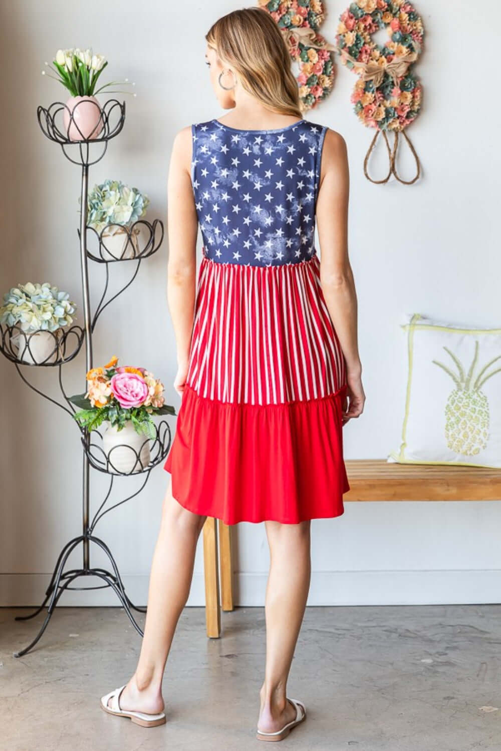 HEIMISH Full Size US Flag Theme Contrast Tank Dress at Bella Road