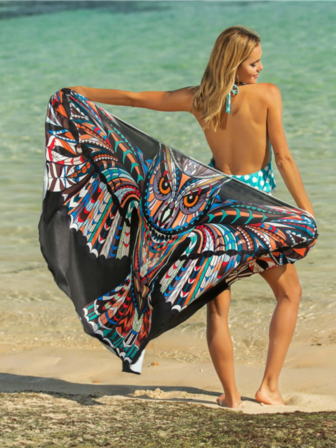 BELLA ROAD Printed Spaghetti Strap Cover Up at Bella Road