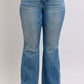 Tummy control vintage wash jeans with a flattering fit and stylish flare, perfect for any occasion.