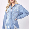 RISEN Button Up Distressed Denim Shirt - Light