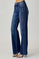 Risen Jeans mid-rise straight leg denim, sleek and polished look, versatile and durable, perfect for everyday styling.