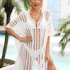 Side Slit Dolman Sleeve Cover-Up - White