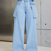 Bella Road Wide Leg Jeans with Pockets - Light