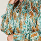 DOUBLE TAKE Full Size Printed Smocked Long Sleeve Blouse at Bella Road