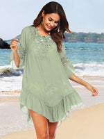 BELLA ROAD Backless Cutout Three-Quarter Sleeve Cover Up at Bella Road