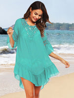 BELLA ROAD Backless Cutout Three-Quarter Sleeve Cover Up at Bella Road